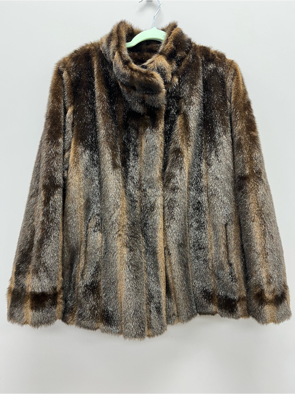 Donna Salyers Fabulous Furs Brown Multi Faux Fur Style 13192 Jacket Women’s L